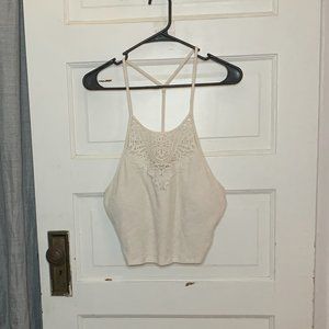 Mudd White Lace Crop Tank Top Size Large (L)